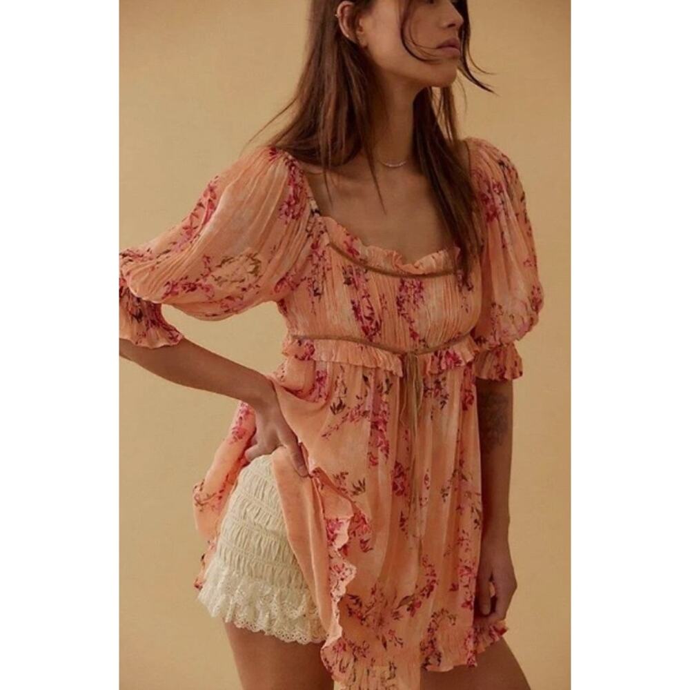 NWT Free People Marney Mini Dress | Color Peach | Size Large